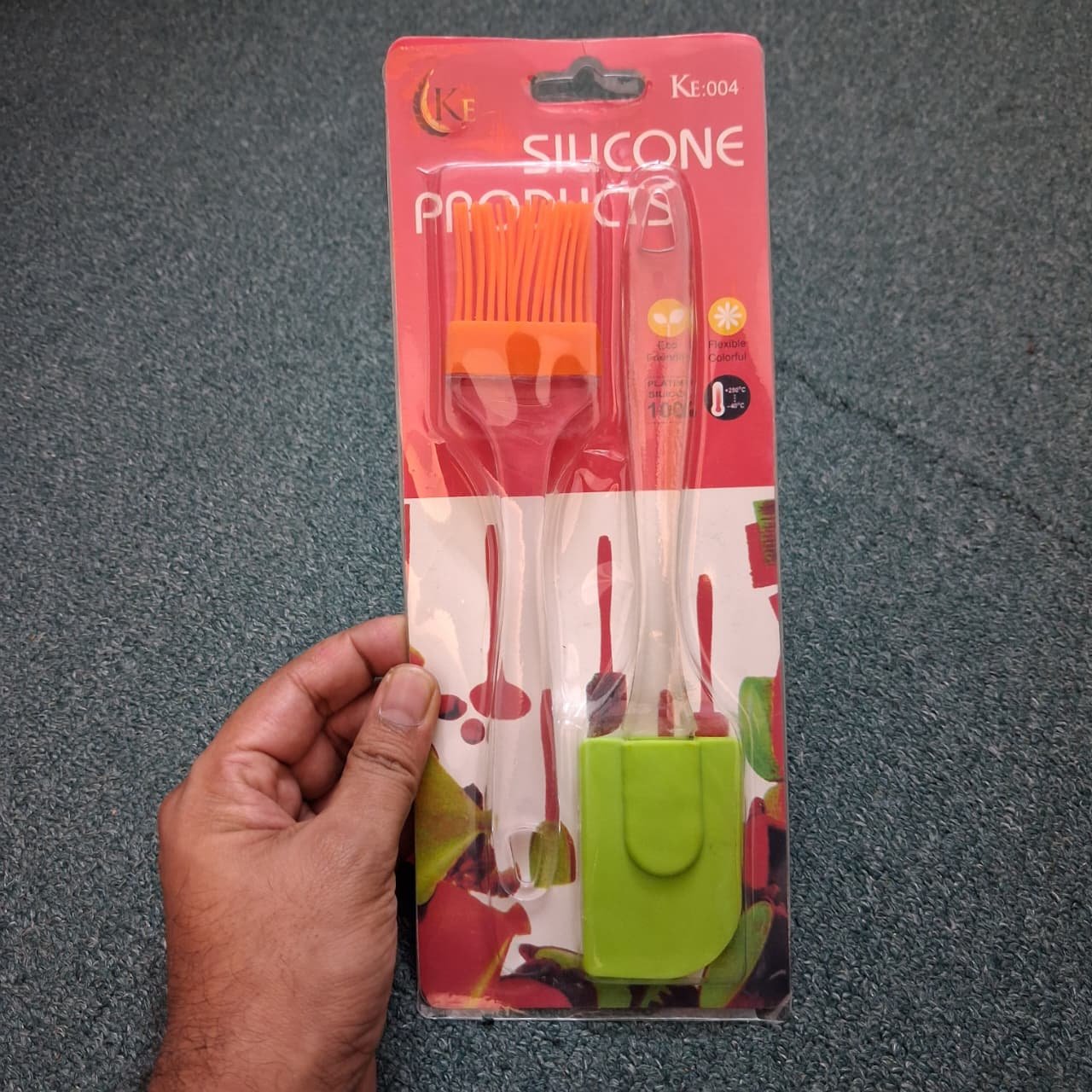 Woodenn Handel Silicon SOLTED SPATULA Spoon, 12 inch Silicon SPATULA Spoon, Silicone Oil Brush (2 PCS Set) - Image 2